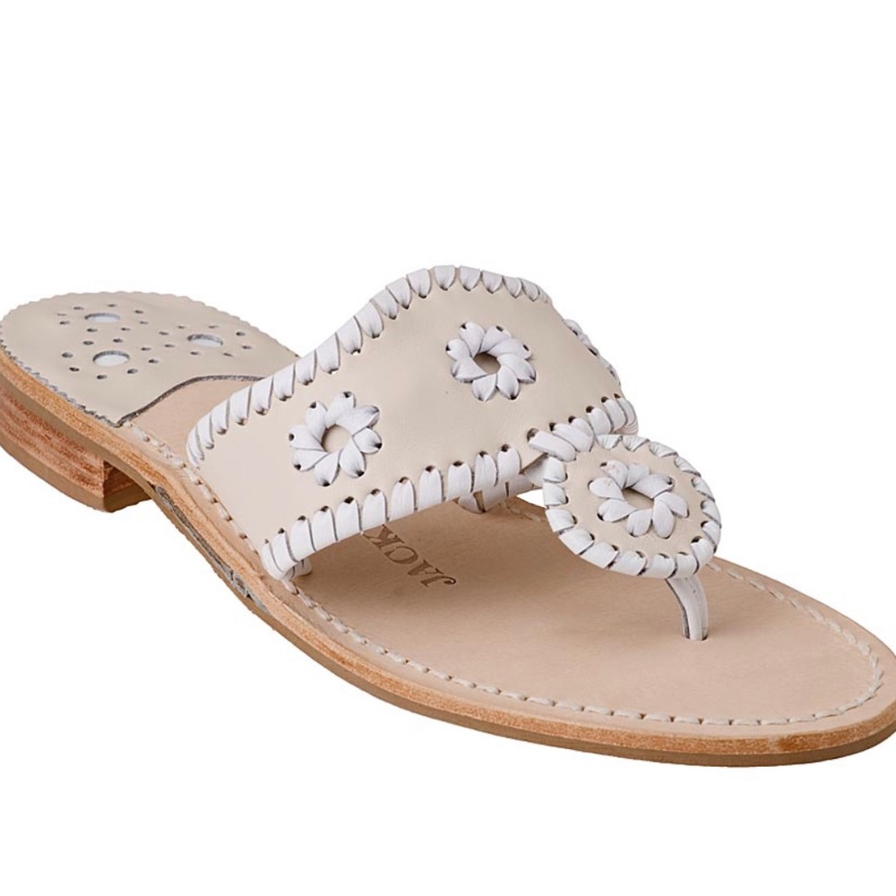Bone/White Jack Rogers Flat Sandal Size 8.5